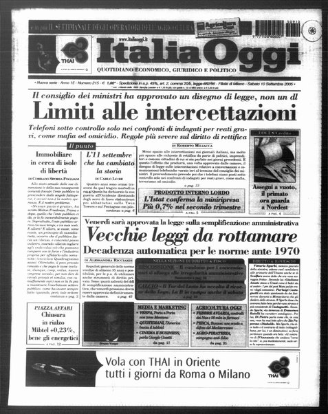 Italia oggi : quotidiano di economia finanza e politica